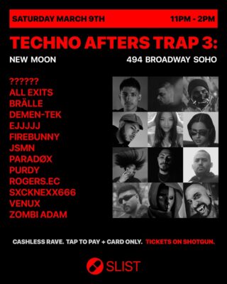 TECHNO AFTERS TRAP 3 NEW MOON flyer