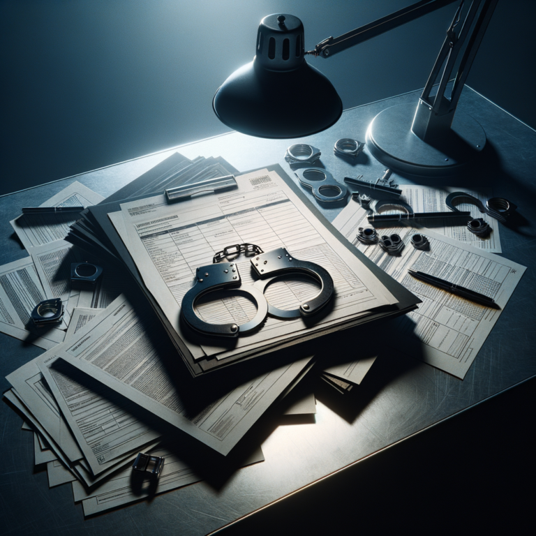 Handcuffs on government violation documents under harsh light representing nightlife policing
