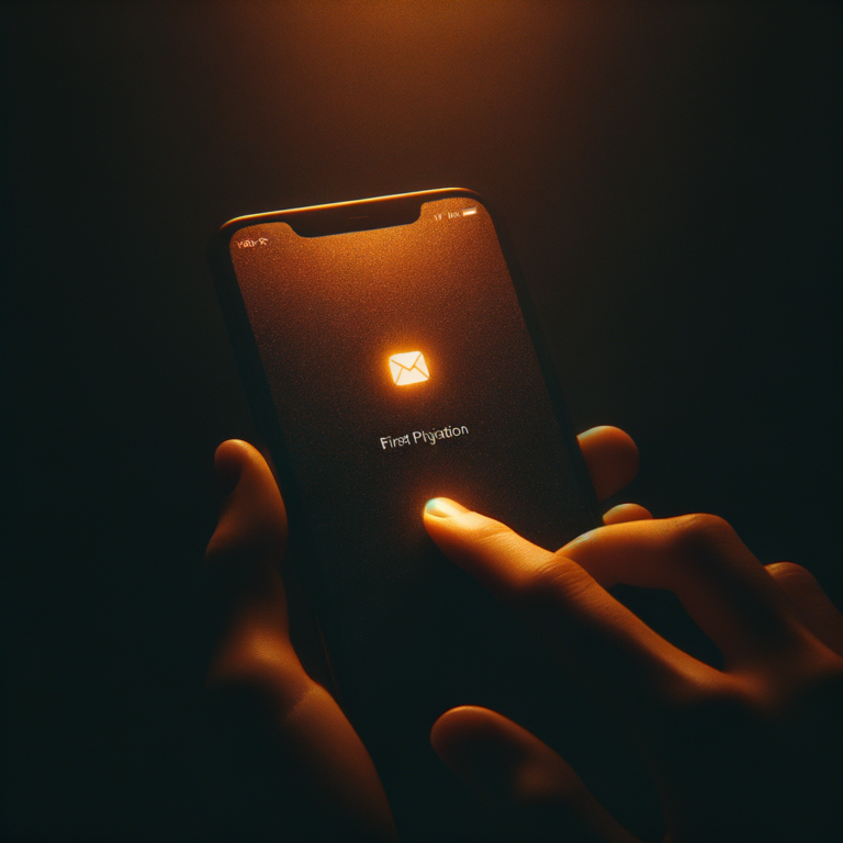 Phone screen glowing in a dark room showing a notification