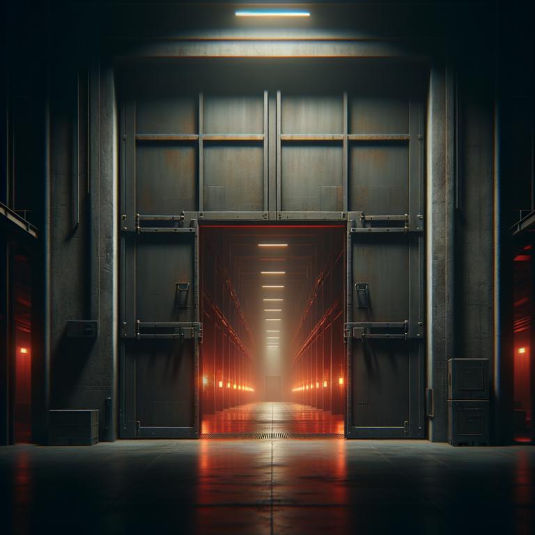 Heavy industrial door standing wide open representing anti-gatekeeping philosophy