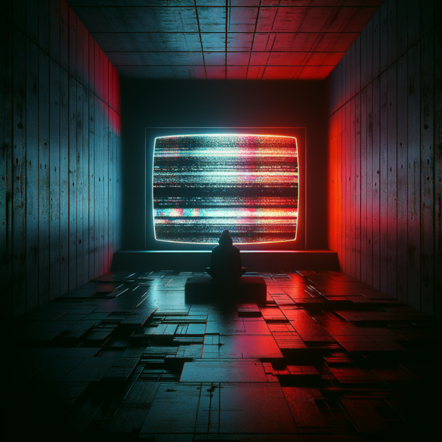 Dark atmospheric scene of a glowing screen in darkness