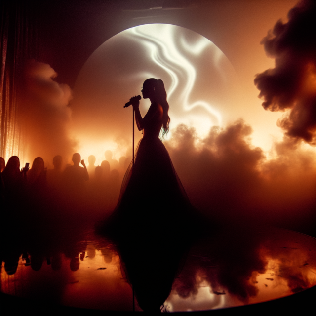 Abstract dark concert scene with intimate stage lighting in a CDMX venue