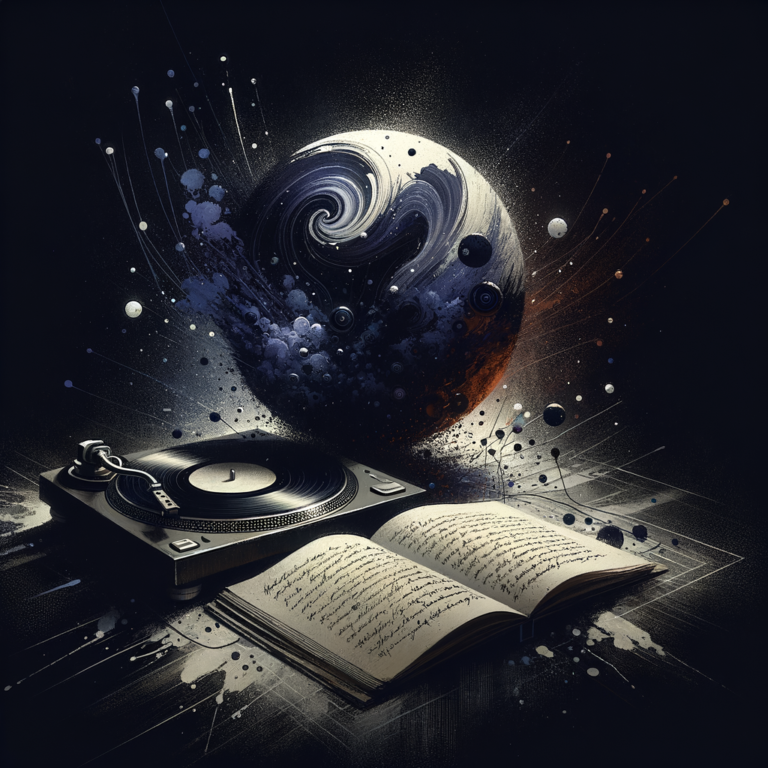 Abstract dark art representing DJ diary reflections and gig memories