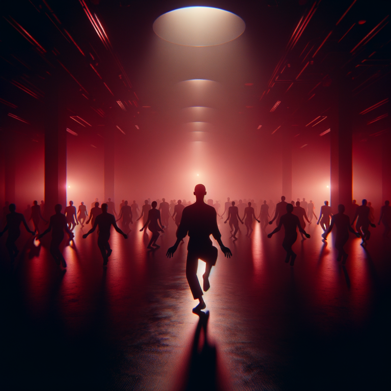 Dark abstract rave atmosphere with red and black tones