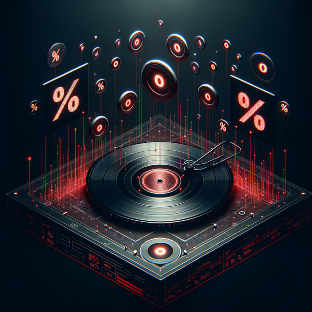 Abstract dark visualization of DJ commission pay model