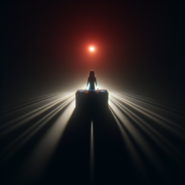 Abstract dark silhouette at mixing console