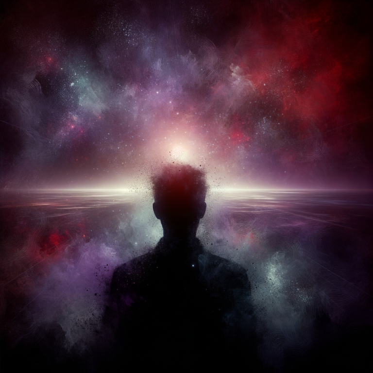 Dark silhouette facing the void - grief and music intertwined