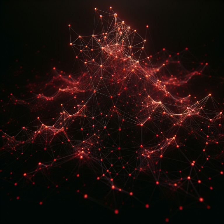 Abstract dark network of connected nodes
