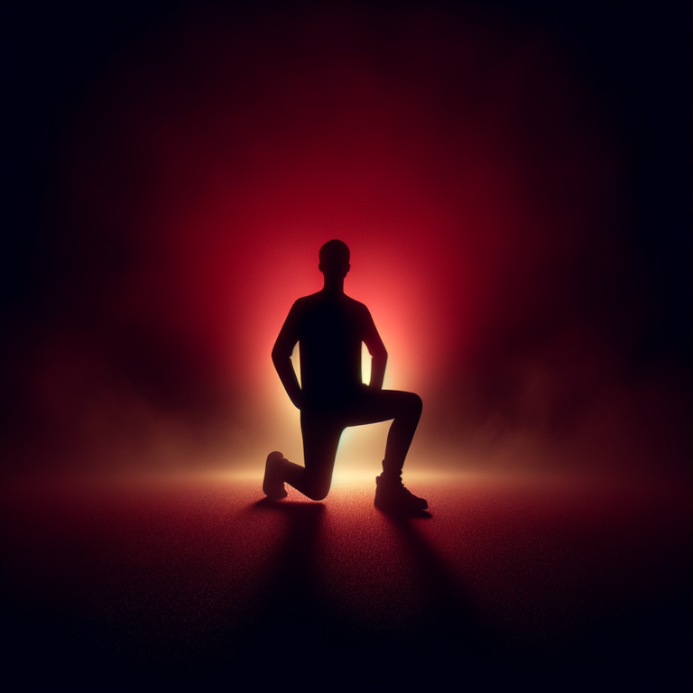 Silhouette of defiant figure refusing to kneel