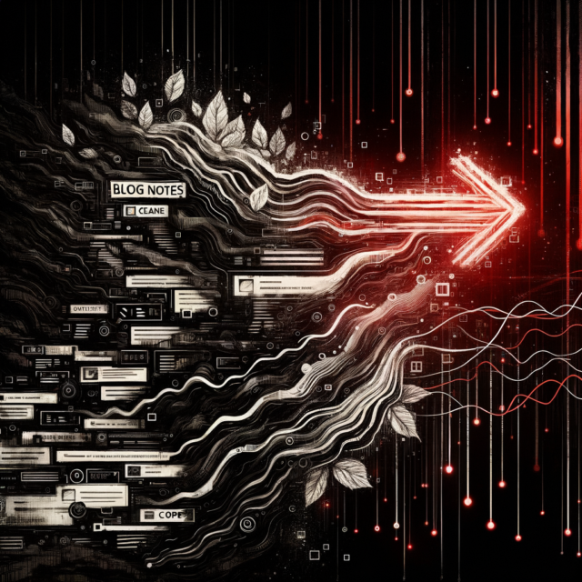 Abstract digital art showing transformation from blog to software