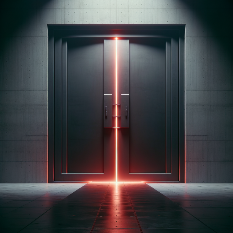 Abstract dark venue doorway with red light