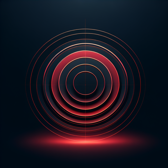 Abstract dark concentric target rings in red