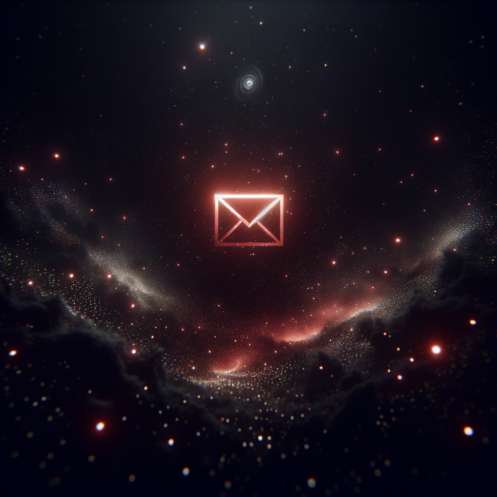 Abstract dark envelope icon in void