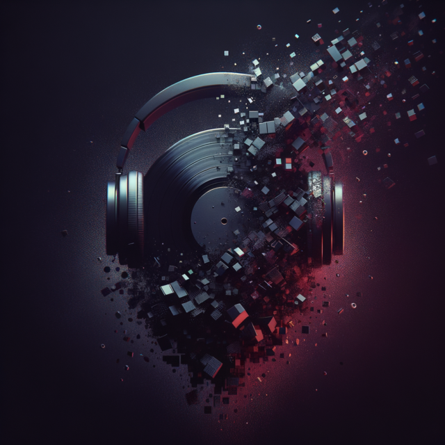 Abstract dark DJ equipment dissolving