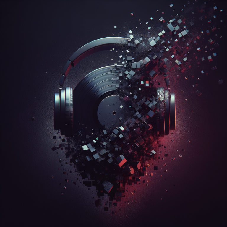 Abstract dark DJ equipment dissolving