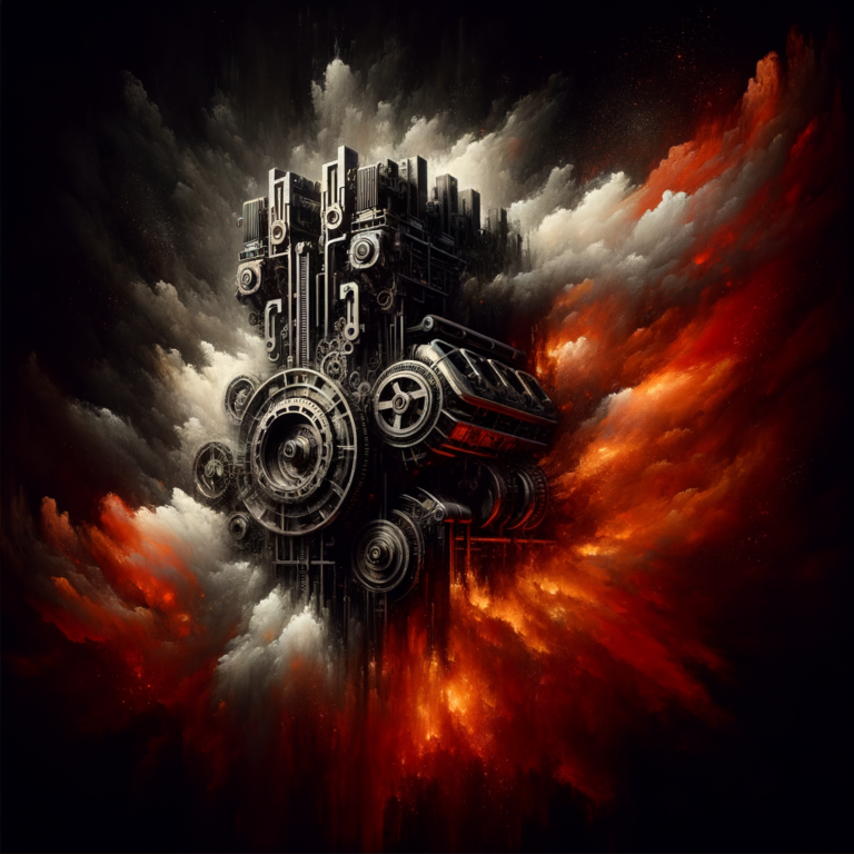 Engine emerging from flames - spite to infrastructure