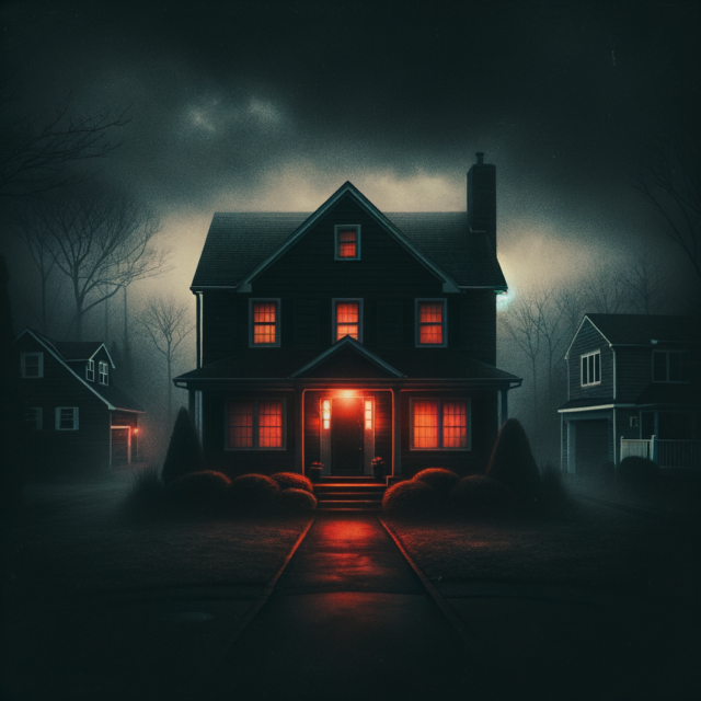 Dark house in New Jersey suburbs with red glow - origin story