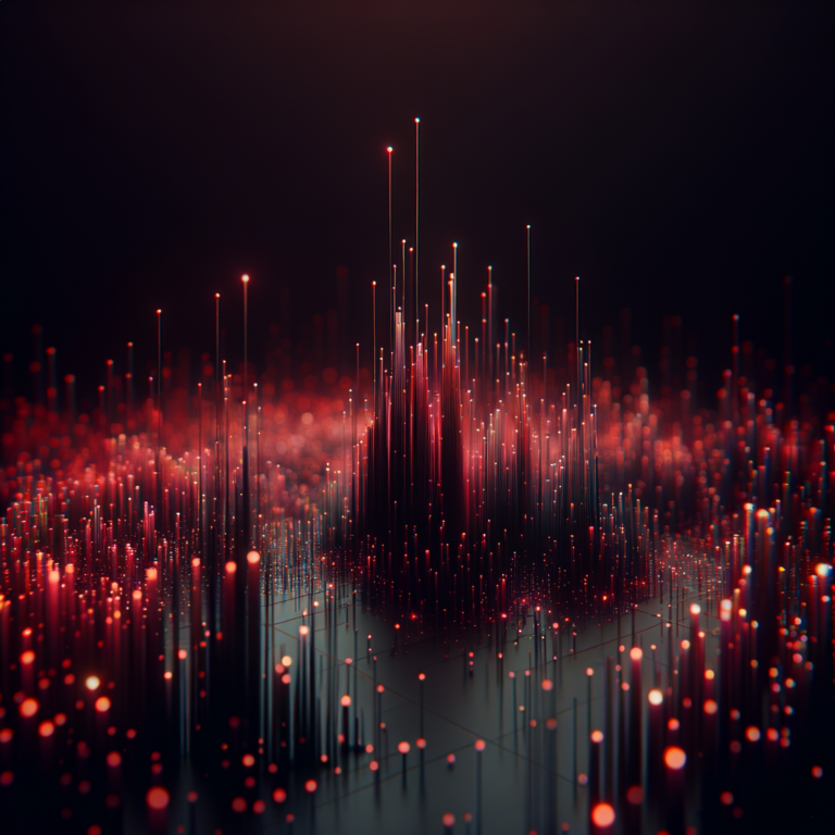 Abstract dark data visualization rising from ground