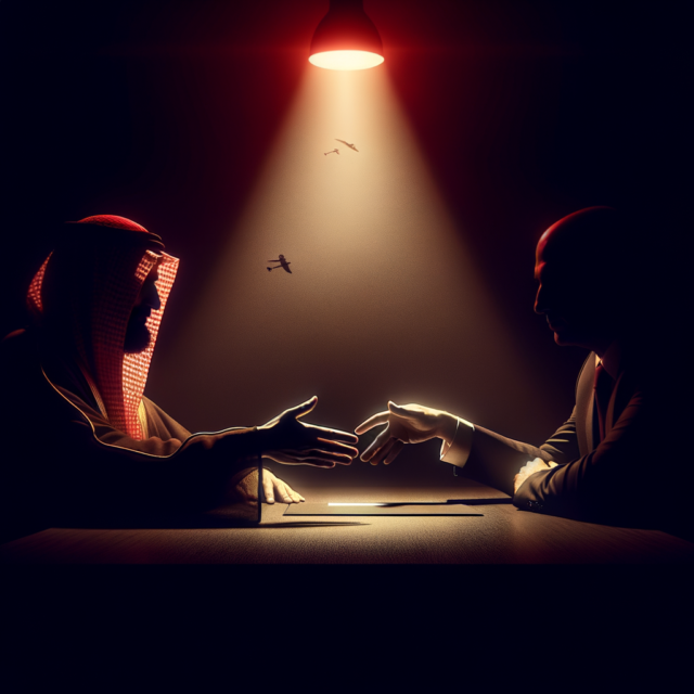 Abstract dark negotiation hands reaching