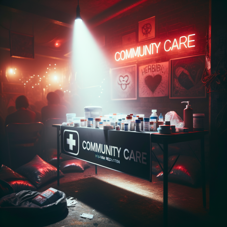 Harm reduction table at underground event