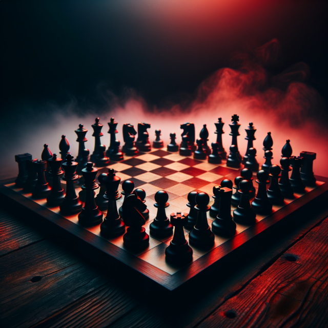 Chess board showing strategic competition in dark lighting