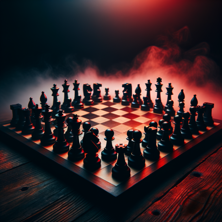 Chess board showing strategic competition in dark lighting