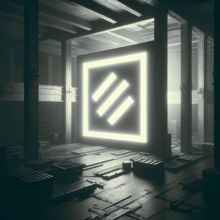 Broken sign in industrial warehouse - critique of performative safety