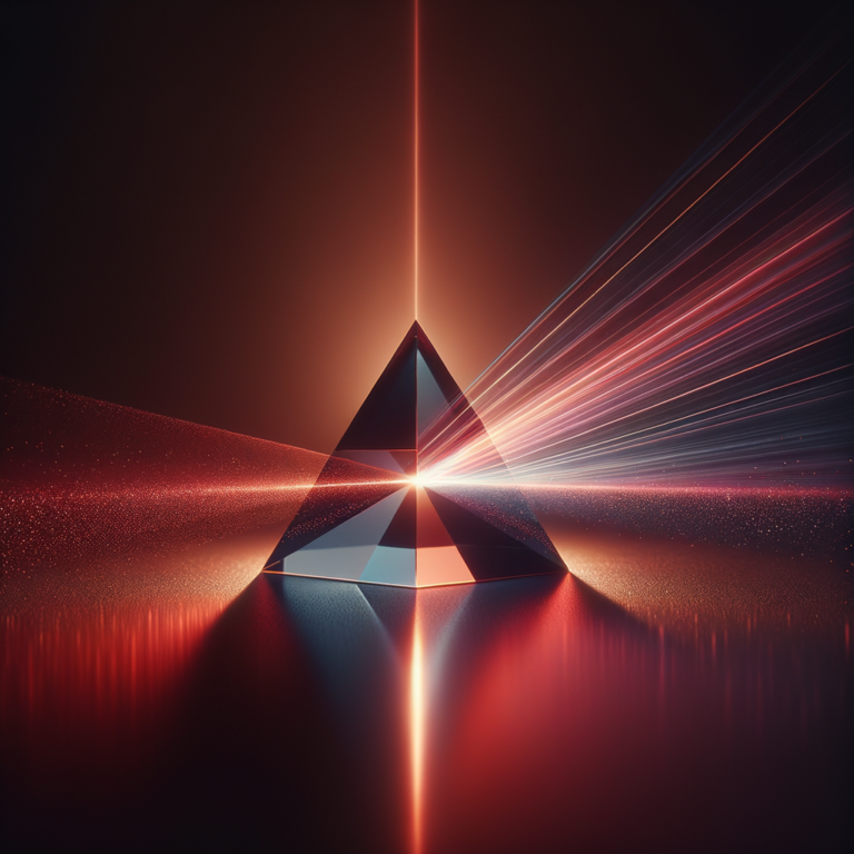 Abstract dark prism splitting red light