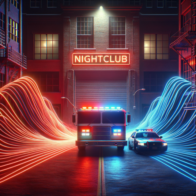Emergency vehicles outside a nightclub