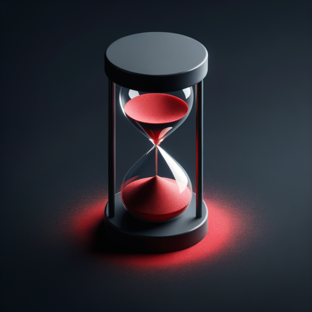 Dark hourglass with red sand - term limits and time pressure