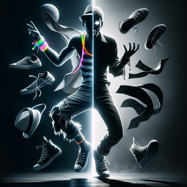 Silhouette fragmenting into two identities - personality transformation